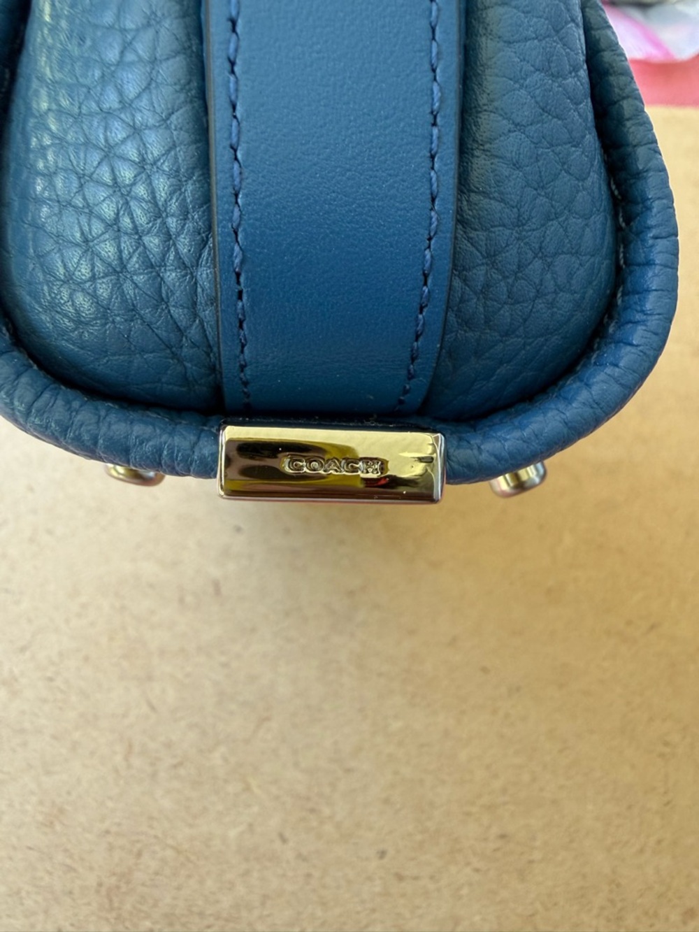 Coach Blue Studded Leather Rogue Satchel Silver Rivets NWT Crossbody Bag - Picture 4 of 15
